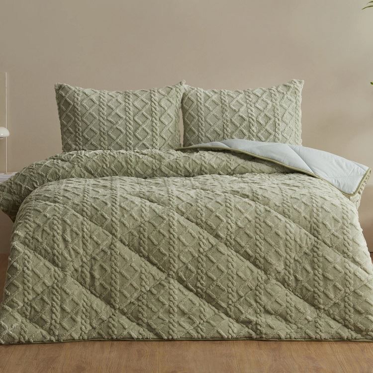 3D Pattern Flannel Fleece Comforter Set
