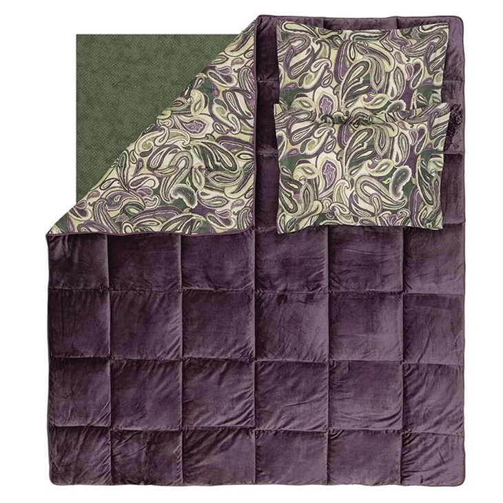 Cotton Printed Flannel Fleece Comforter-Purple