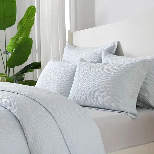 Light Blue Embroidered Cotton Quilt Set Light Blue Embroidered Cotton Quilt Set