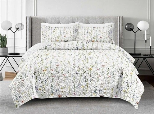 Sweet Floral Printed Cotton Quilt Set-6