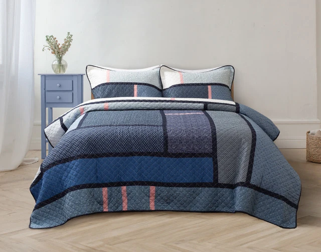 Details of Asymmetric Patterned Patchwork Cotton Quilt Set-1