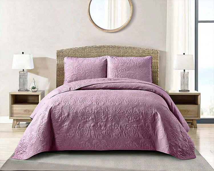 Solid Ultrasonic Reversible Quilt Set-Purple Solid Ultrasonic Reversible Quilt Set-Purple
