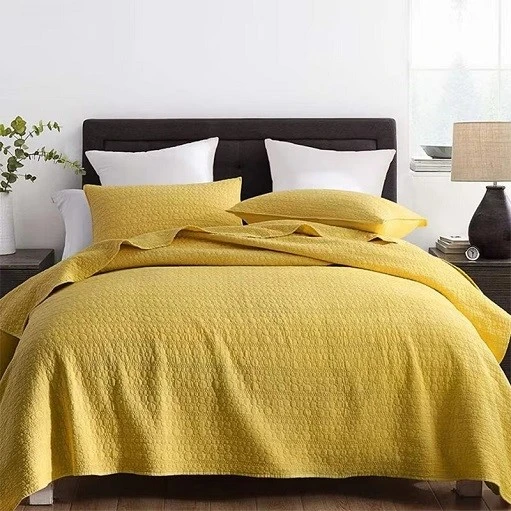 Ultra Soft Stone Washed Quilt Set-Yellow Ultra Soft Stone Washed Quilt Set-Yellow