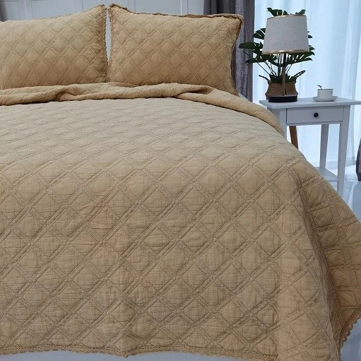 Ultra Soft Stone Washed Quilt Set-Yellow3