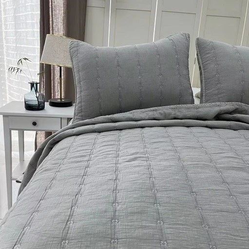 Ultra Soft Stone Washed Quilt Set-Light Gray