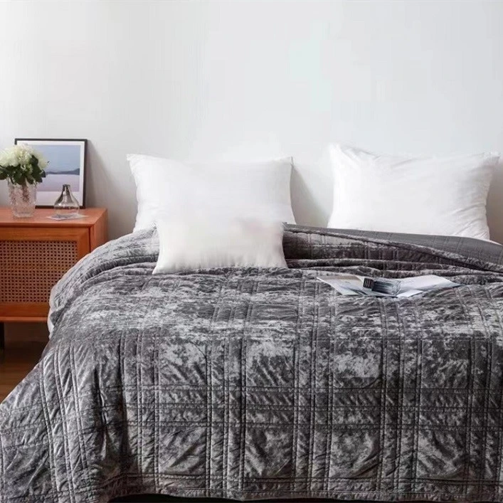 Greek Velvet Quilt-Dark Gray