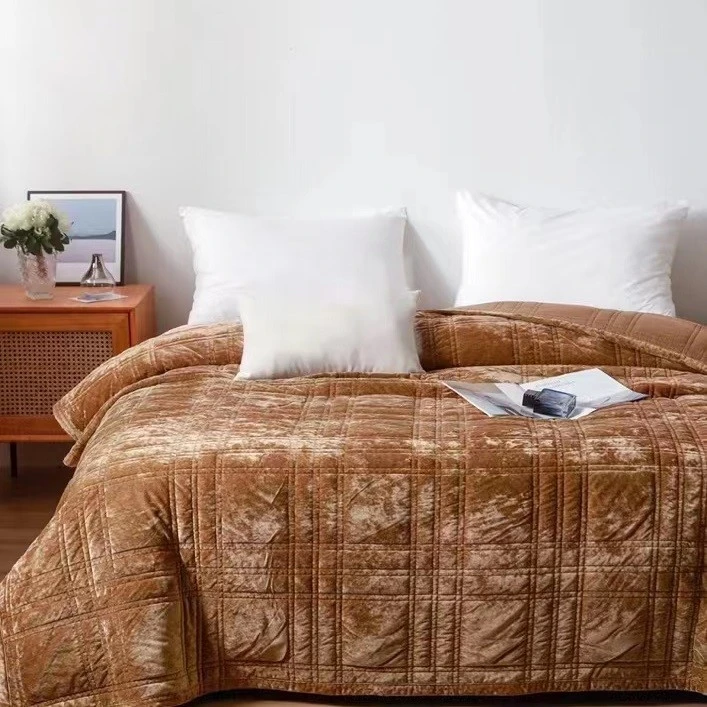 Greek Velvet Quilt-Rusty Burnt Orange