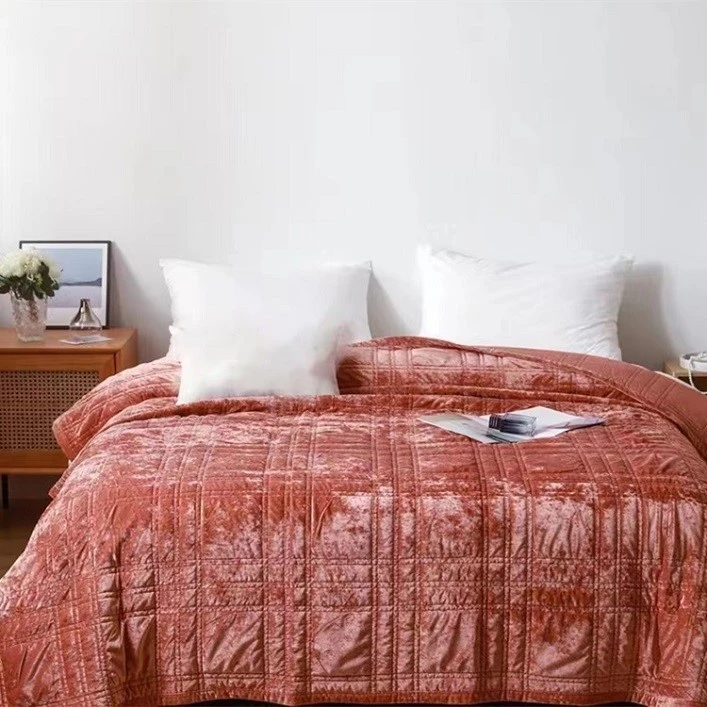 Greek Velvet Quilt-Rust Red