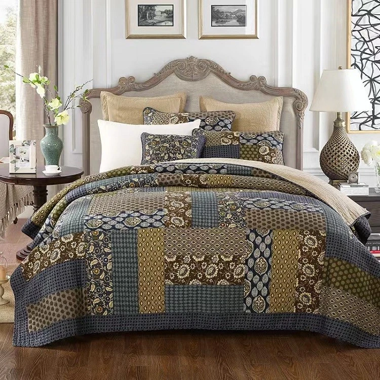 Floral Cotton Patchwork Quilt Set-SMIKE4