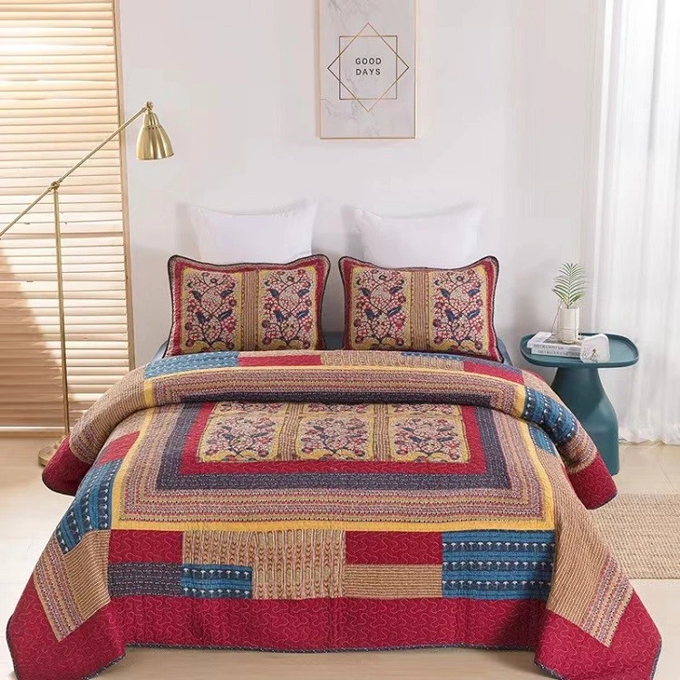 Floral Cotton Patchwork Quilt Set-SMIKE5