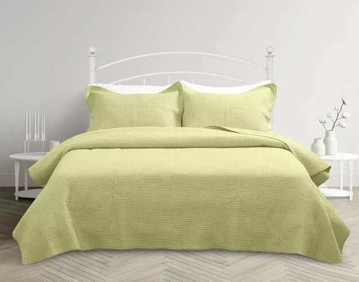 Cotton Embroidered Bedding Set-Yellow-green1 Cotton Embroidered Bedding Set-Yellow-green1