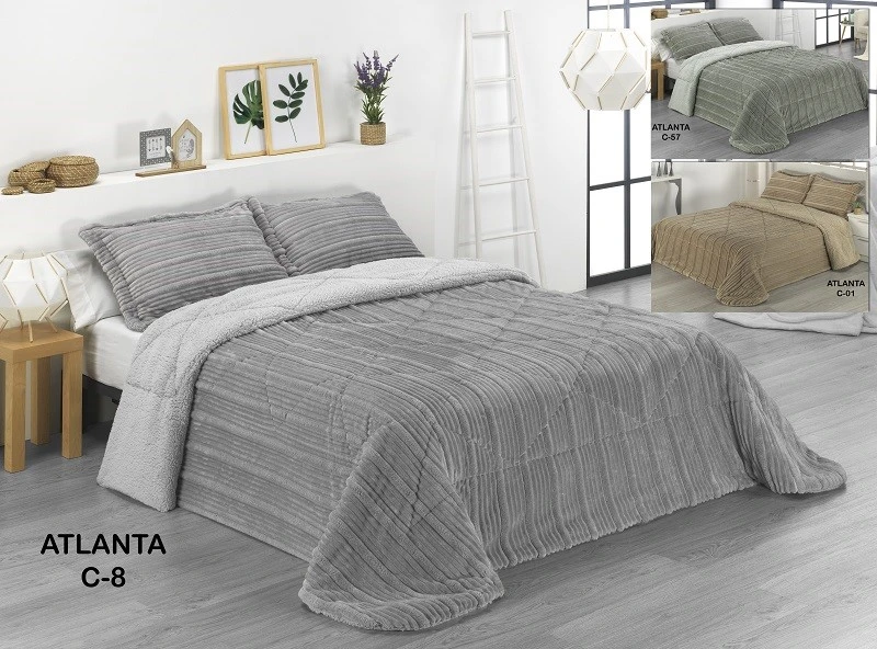 Striped Jacquard Flannel Comforter Set ATLANTA 3 COLOURS