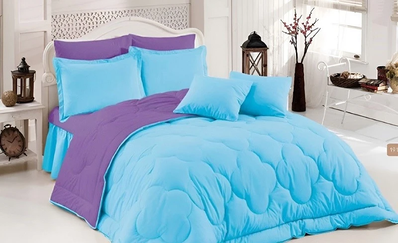 Contrast Color Soft Microfiber Comforter Set-Blue Purple