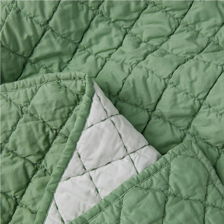 Solid Plaid Prewashed Microfiber Quilt (3)