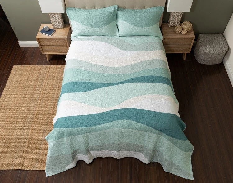 Ocean Waves Print Cotton Quilt Set-3 Ocean Waves Print Cotton Quilt Set-3