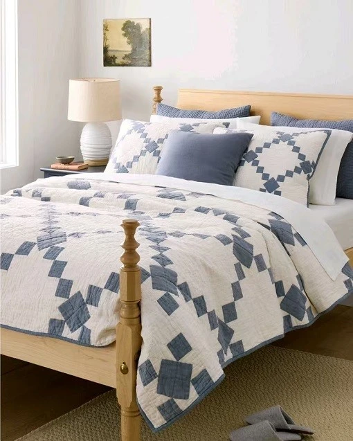 Diamond Patchwork Quilt Set-Gray