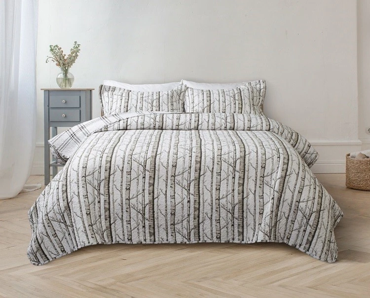 White Birch Pattern Cotton Quilt Set White Birch Pattern Cotton Quilt Set