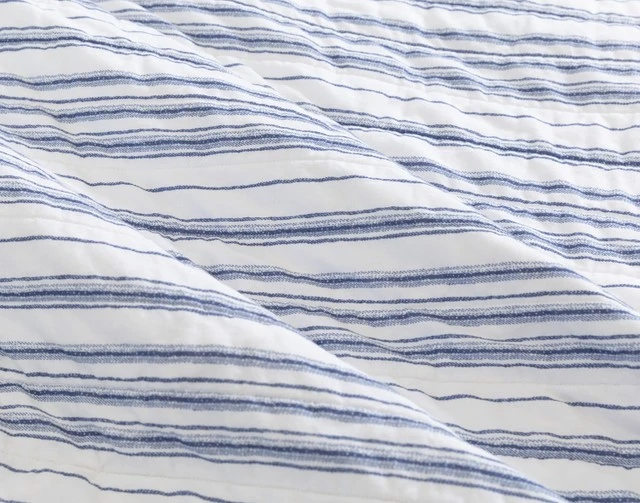 Blue And White Striped Cotton Quilt Set-3 Blue And White Striped Cotton Quilt Set-3