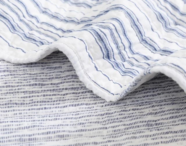 Blue And White Striped Cotton Quilt Set-4 Blue And White Striped Cotton Quilt Set-4