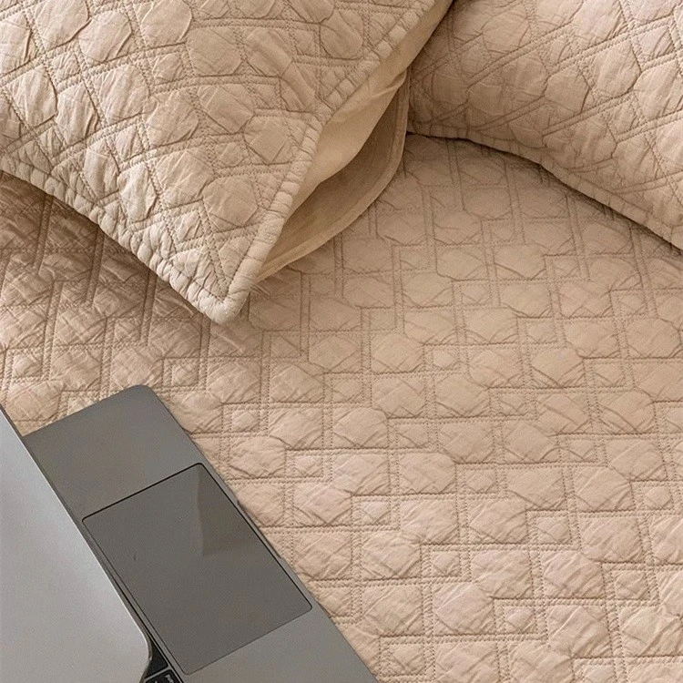 Stone Washed Cotton Quilt-Khaki 3