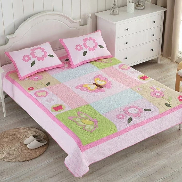 Butterfly Flower Pink Patchwork Quilt