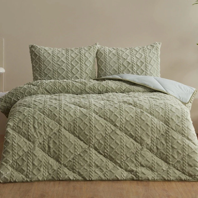 3D Pattern Flannel Fleece Comforter Set