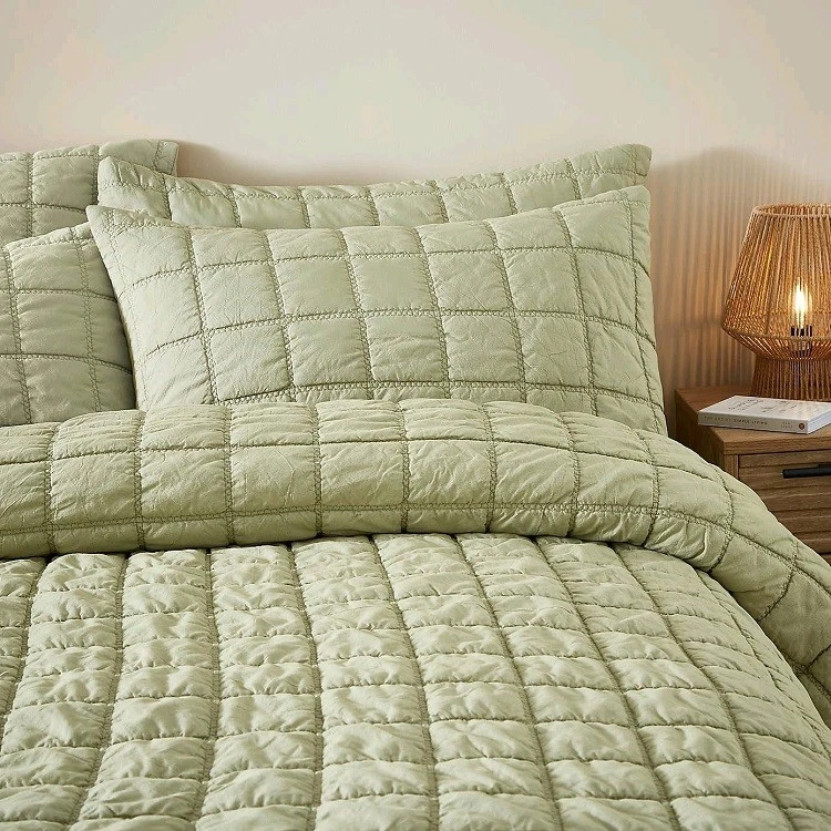Stonewashed Cotton Bedding-Green 1