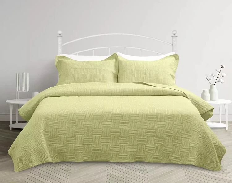 Solid Cotton Embroidered Bedding Set